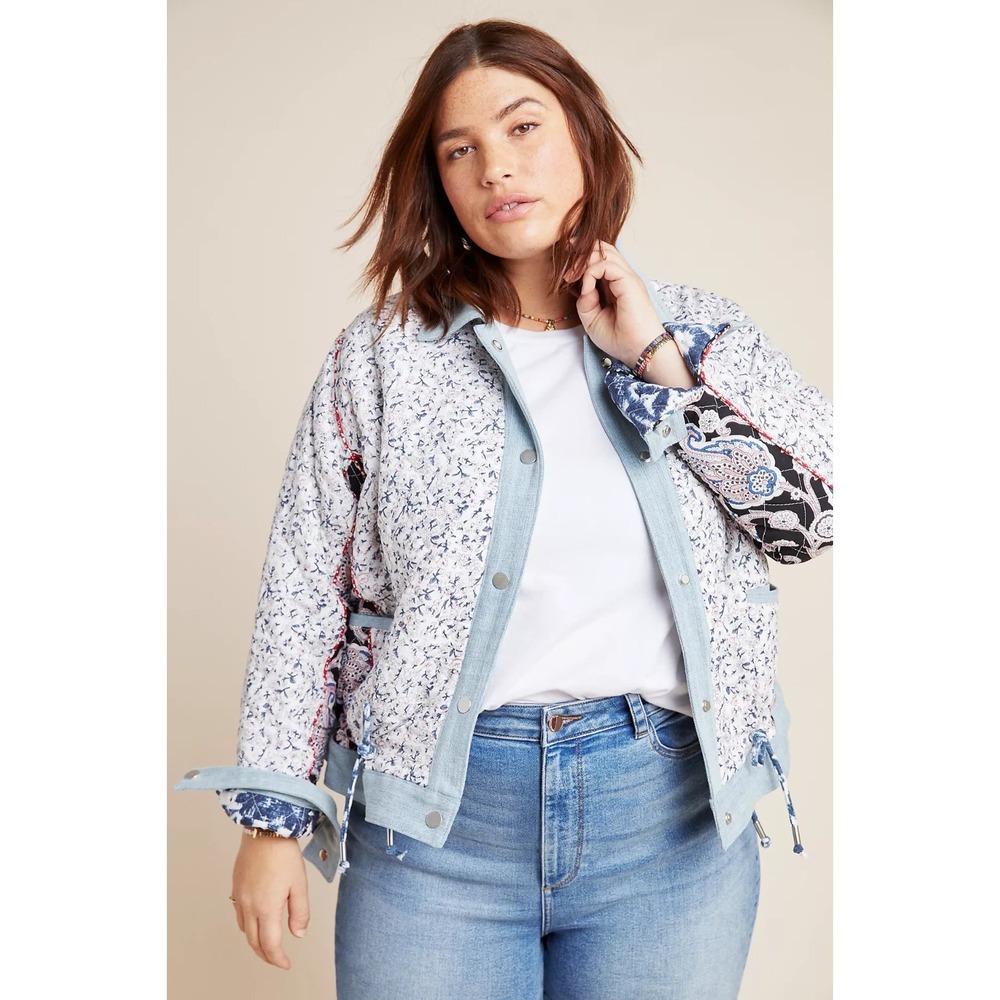 Blank NYC Reversible Jacket Womens 1X Quilted Paisley Patchwork‎ Anthropologie
